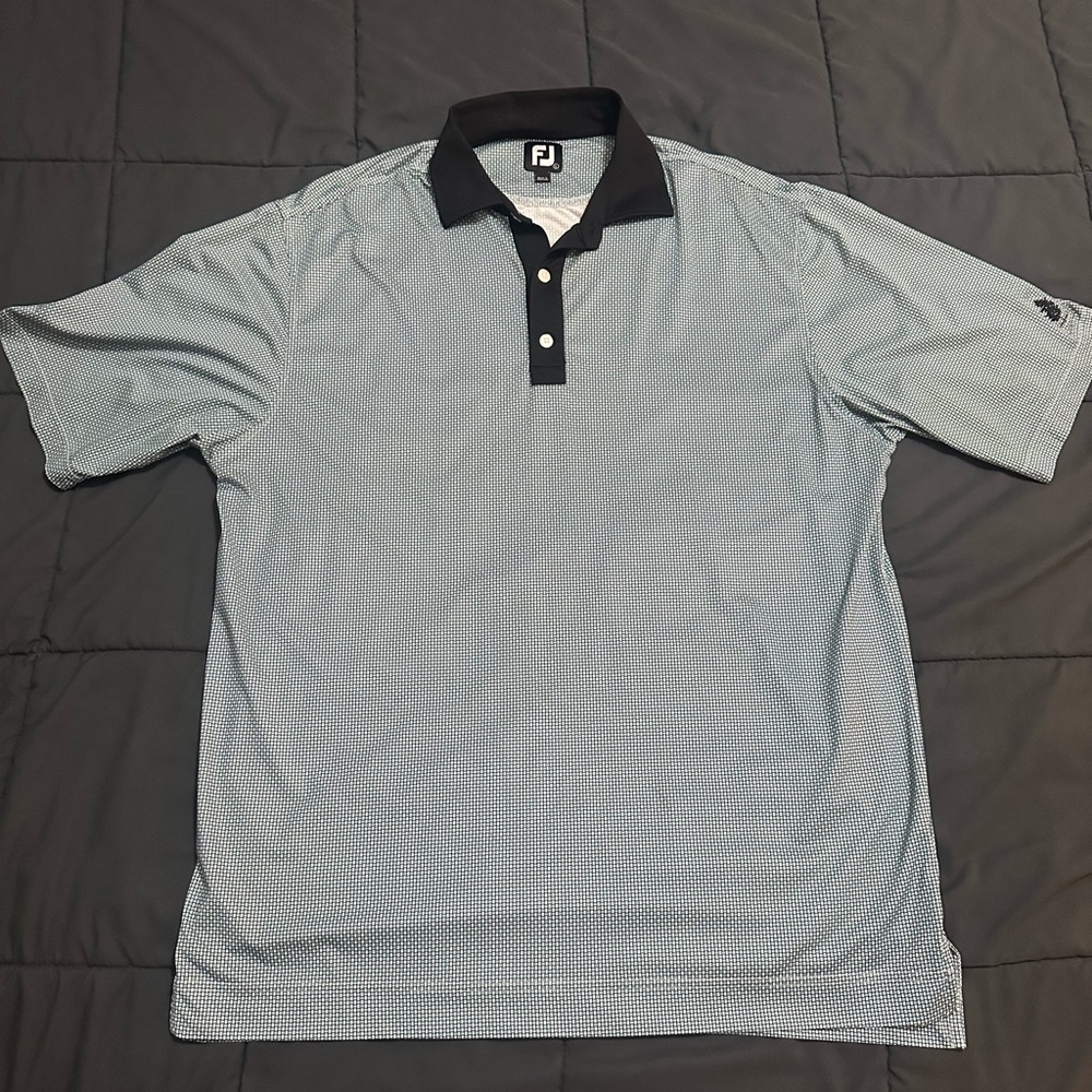 FootJoy Men's Black and Teal Golf Polo
